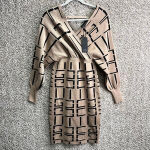 The Sang Sweater Dress Women’s Medium Patterned Wrap V-Neck Long Sleeve Knit NWT